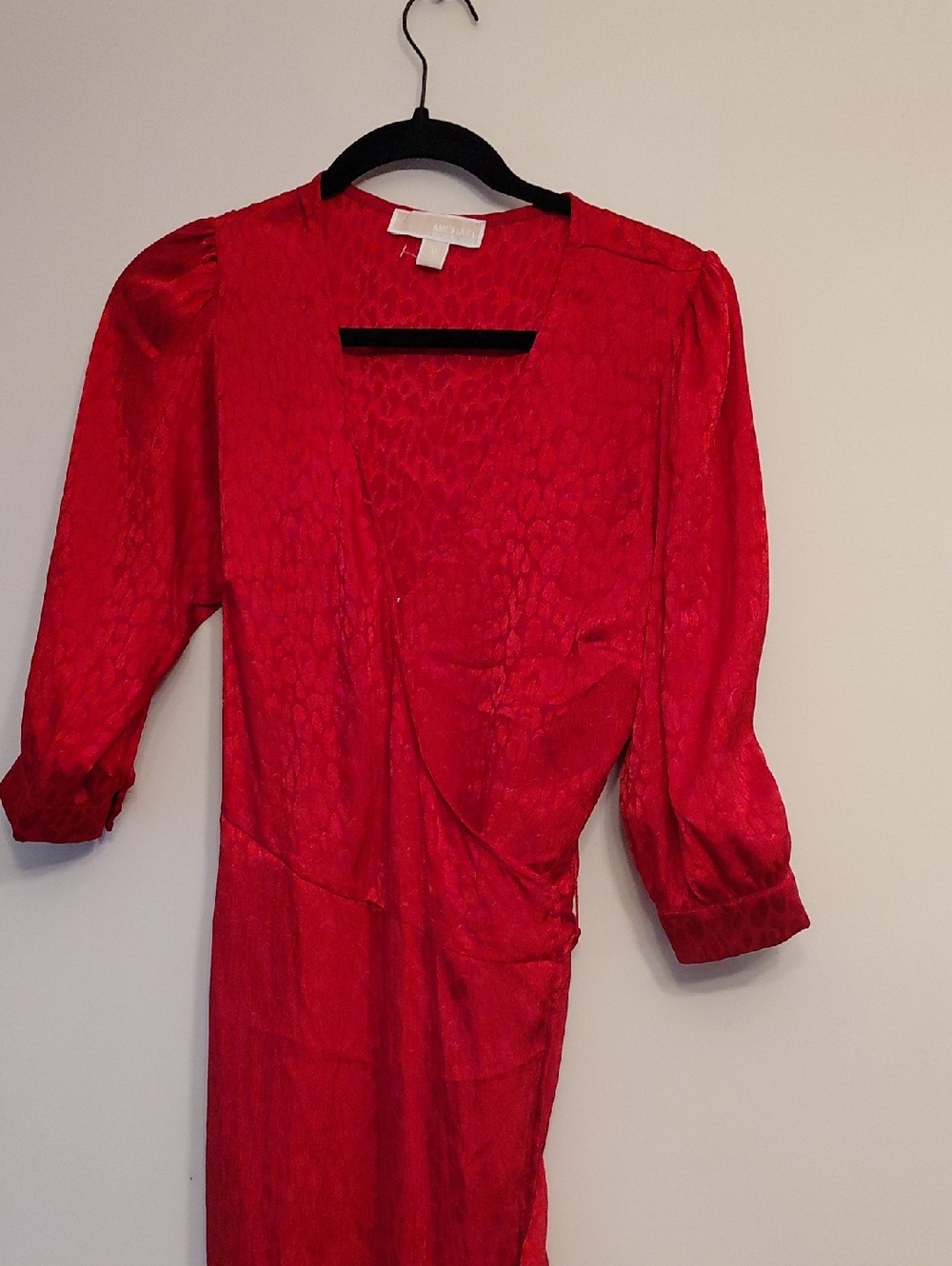 Michael Kors Red Jacquard Wrap Dress